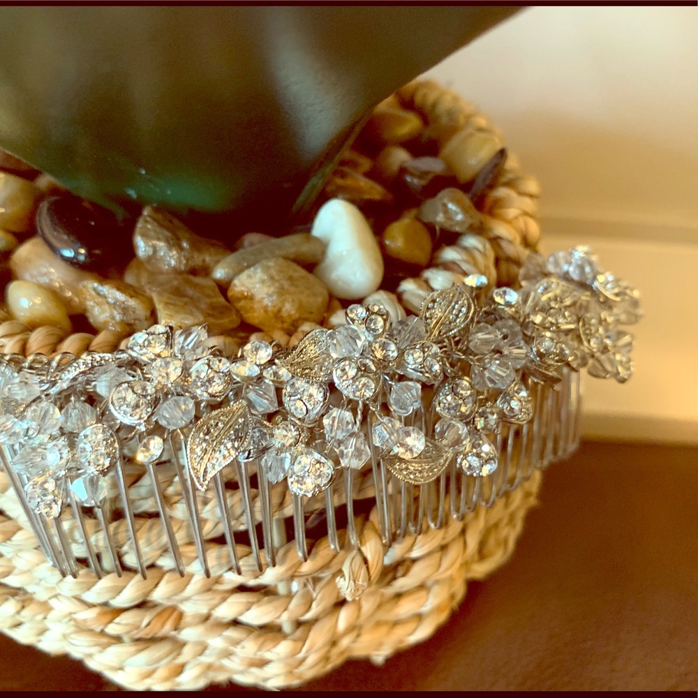 Silver and crystal hair comb